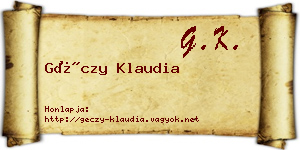 Géczy Klaudia névjegykártya