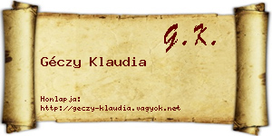 Géczy Klaudia névjegykártya